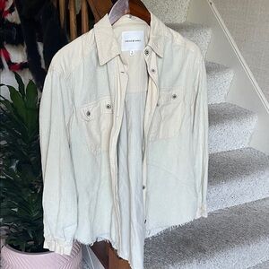 Thread & Supply Cream Corduroy Button-Up Shacket